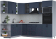 Готовая кухня Интерлиния Тренд 1.88x2.6 ВТ левая (индиго/индиго/опал светлый) - 