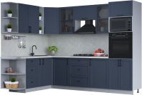 Кухонный гарнитур Интерлиния Тренд 1.88x2.8 ВТ левая (индиго/индиго/опал светлый) - 