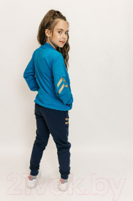 Спортивный костюм детский Isee DF55867 (р-р 40/164-170, бирюзовый/синий)