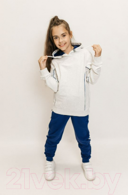 Спортивный костюм детский Isee DF55869 (р-р 34/134-140, серый/синий)