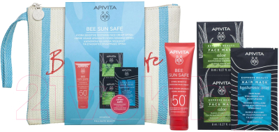 Набор косметики для лица и волос Apivita Bee Sun Safe Крем улажняющий SPF50+Маска с алоэ+Маска для волос (50мл+2x8мл+20мл)