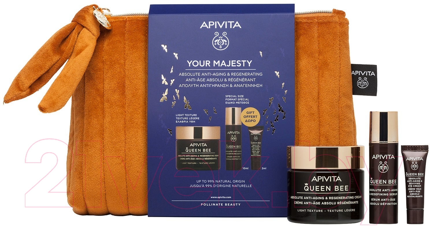 Набор косметики для лица Apivita Queen Bee Крем с легкой текстурой+Сыворотка+Крем для век