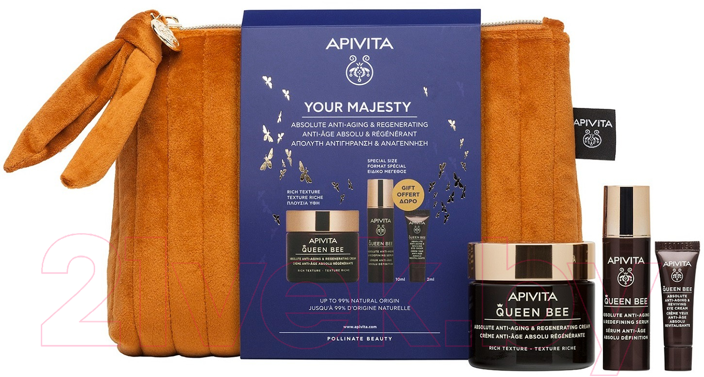 Набор косметики для лица Apivita Queen Bee Крем с насыщенной текстурой+Сыворотка+Крем для век