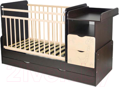 Детская кровать-трансформер СКВ Жираф / 550938-9 (венге/бежевый)