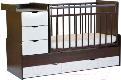 Детская кровать-трансформер СКВ Жираф / 550138-1 (венге/белый)