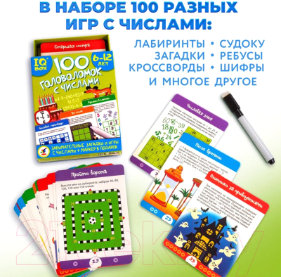 Развивающие карточки Дрофа-Медиа IQ Box 100 Головоломок с числами / 4297