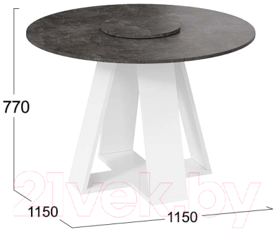 Обеденный стол ТриЯ Райнер Тип 1 (белый/ателье темный)