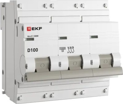

Выключатель автоматический, PROxima ВА 47-100M 3P 100А (D) 10kA / mcb47100m-3-100D-pro