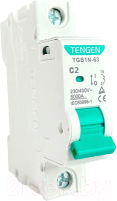 Выключатель автоматический Tengen TGB1N-63 1P 2A C 6kA 1M / TGB1N-63-1-02C 