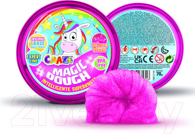 Набор для творчества Craze Magic Dough Попрыгунчик Мечты единорога / 35306.A (розовый с блестками)