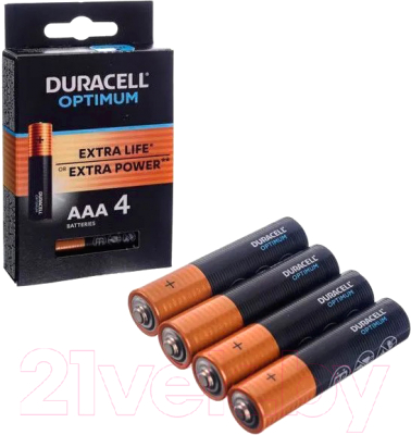 Комплект батареек Duracell LR03 AAA Optimum 1.5В (4шт)