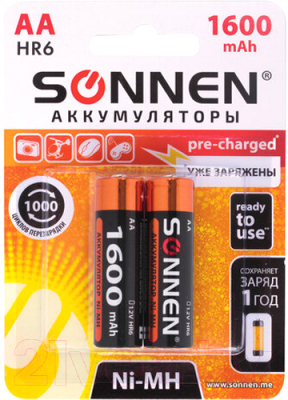 Комплект аккумуляторов Sonnen АА/HR6 1600 mAh (2шт)