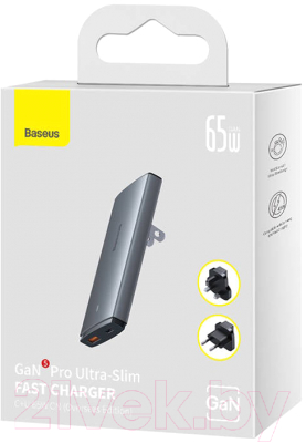 Зарядное устройство сетевое Baseus GaN5 Pro Ultra-Slim 65W + кабель Type-C to Type-C / CCGP150113