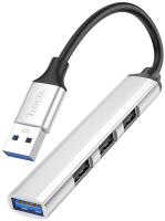 USB-хаб Hoco HB26 USB на USB3.0+3xUSB2.0 (серебристый) - 