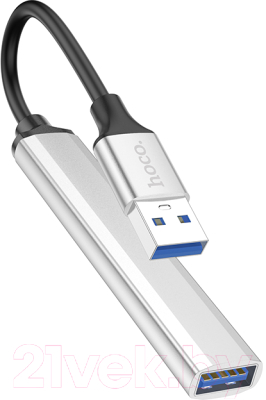 USB-хаб Hoco HB26 USB на USB3.0+3xUSB2.0 (серебристый)