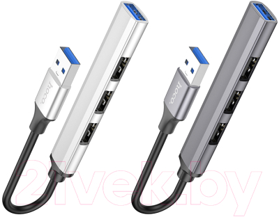 USB-хаб Hoco HB26 USB на USB3.0+3xUSB2.0 (серебристый)