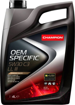 Моторное масло Champion OEM Specific 5W30 C3 LL III / 1048183 (4л)
