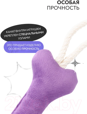 Игрушка для собак Mr. Kranch Косточка с канатом / MKR80252 (фиолетовый)