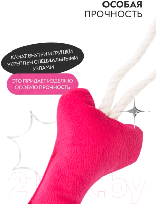 Игрушка для собак Mr. Kranch Косточка с канатом / MKR80251 (ярко-розовый)