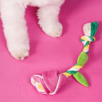 Игрушка для собак Mr. Kranch Роза с канатом / MKR80264 (розовый)