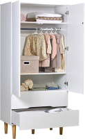 Шкаф Polini Kids Simple двухсекционный с ящиками 3610 / 0002753.163 (белый/дуб каменный) - 