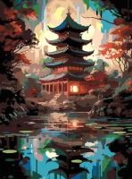 Картина по номерам Red Panda Китайский храм - 