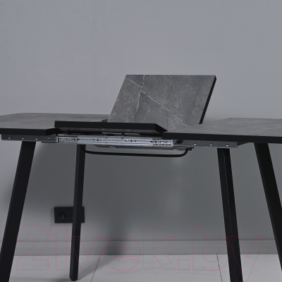 Обеденный стол Мир стульев Саен 17 120x80/40 (каспий срез камня/черный муар)