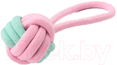 Игрушка для собак Mr. Kranch Мяч из каната на кольцевом шнуре / MKR001126 (розовый/голубой)