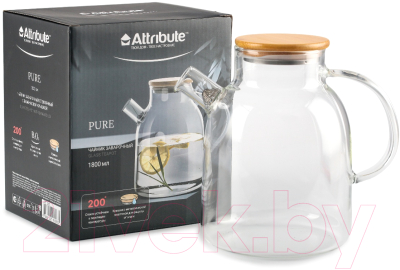 Заварочный чайник Attribute Pure с бамбуковой крышкой / ATT260 (1.8л)