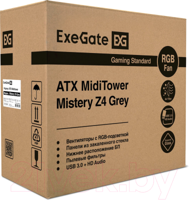 Корпус для компьютера ExeGate Mistery Z4 / EX294389RUS (черный, без БП)