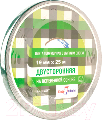 Изображение товара Скотч двухсторонний Klebebander Зеркальный 0.019x25м / TFK006T (белый)