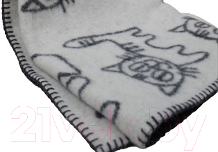 Одеяло для малышей Klippan Коты в сером (100x140, шерсть)