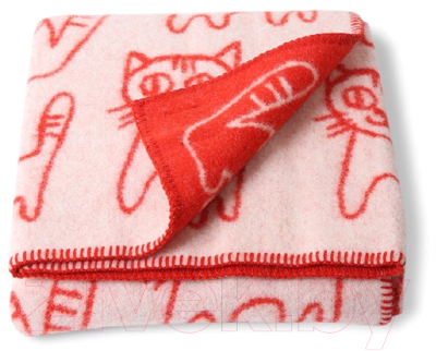 Одеяло для малышей Klippan Коты в красном (100x140, шерсть)