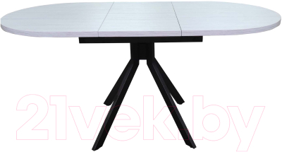 Обеденный стол Васанти Плюс Дорн-1 120-160x80 (древесина белая/черный)