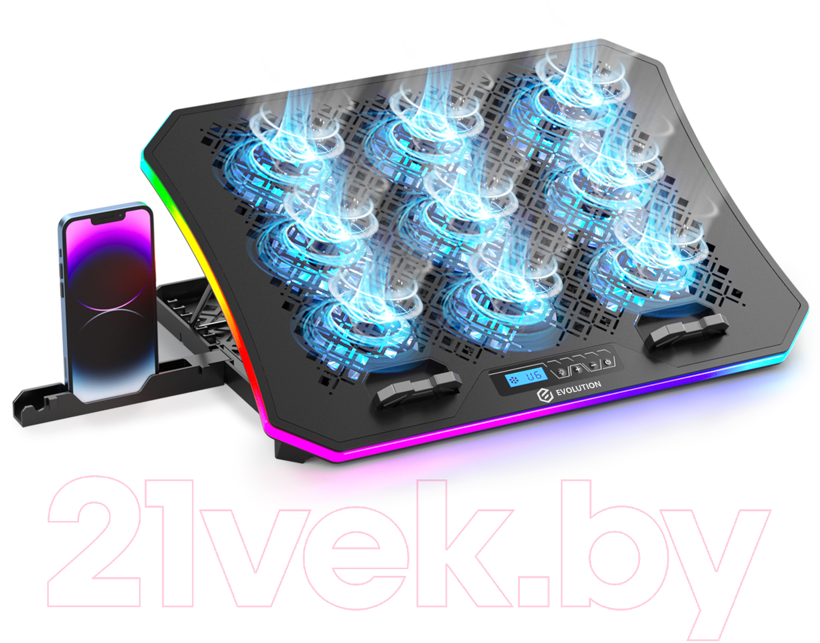 Подставка для ноутбука Evolution LCS-05 RGB с активным охлаждением