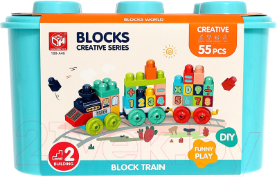 Конструктор Kids Home Toys Числовой поезд. 2 варианта сборки 188-A46 / 9655739 (55эл)