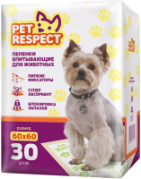 Одноразовая пеленка для животных Pet Respect Впитывающая 60x60 (30шт) - 