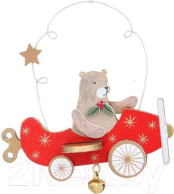 Елочная игрушка Gisela Graham Toy Box Медведь в самолете / 14644_2 (красный)