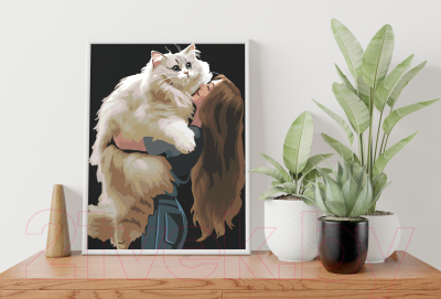 Картина по номерам PaintLine Девушка с котом / 2037903462558