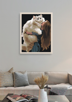 Картина по номерам PaintLine Девушка с котом / 2037903462558