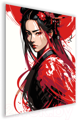 Картина по номерам PaintLine Японская девушка в красном кимоно / 2038586777229