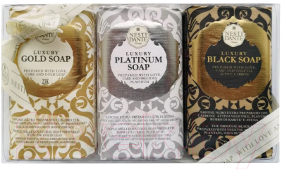 Набор мыла Nesti Dante Luxury Gold Platinum Black (3x250г)