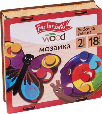 

Развивающая игра, Мозаика Far Far Land Wood Бабочка и улитка / 04648