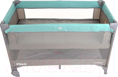 Кровать-манеж Pituso Valencia / BS02-2-Mint grey (мятный/серый)