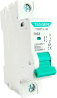 Выключатель автоматический Tengen TGB1N-63 1P 63A B 6kA 1M / TGB1N-63-1-63B - 