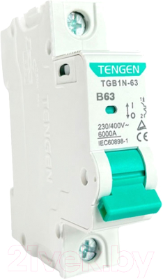 Выключатель автоматический Tengen TGB1N-63 1P 63A B 6kA 1M / TGB1N-63-1-63B