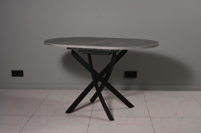 Обеденный стол Мир стульев №31 120x80/30 (каспий срез камня/черный муар)