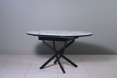 Обеденный стол Мир стульев №31 90x90x30 (мрамор белый/черный муар)