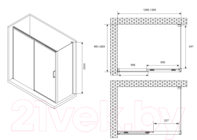 Душевой уголок Abber Komfort AG93130B-S102B