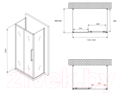 Душевой уголок Abber Schwarzer Diamant AG30120BH-S50B-S50B